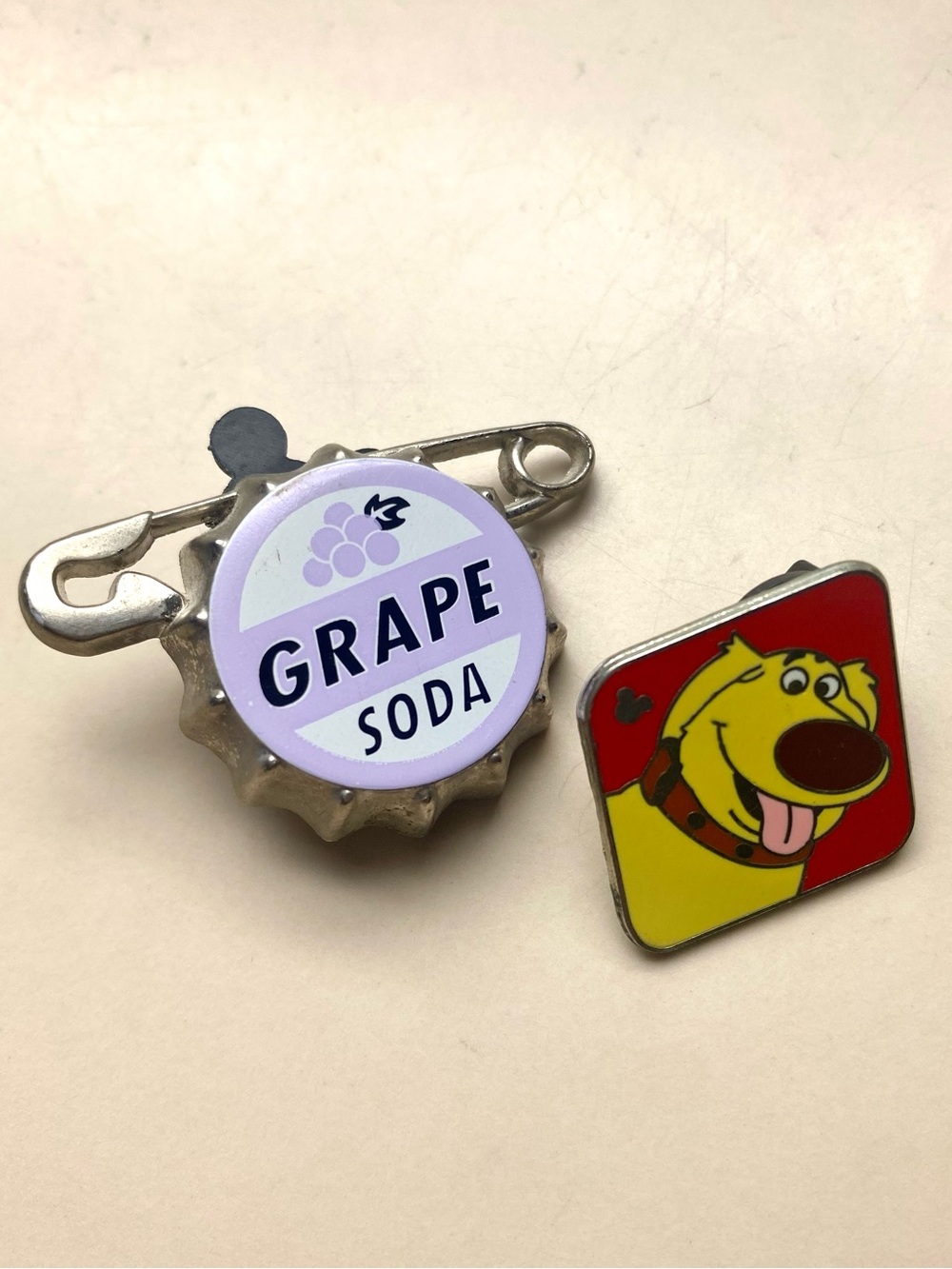 Disney Up soda cap and Doug silver enamel pins